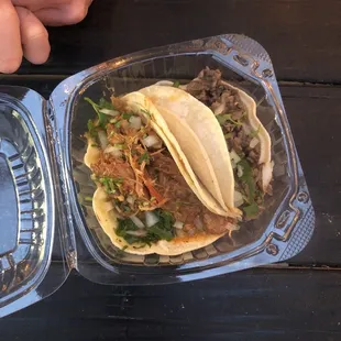 Chicken tinga (left) asada (right)