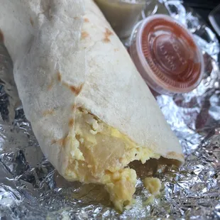 Potato Egg &amp; Cheese Taco. Love their green salsa