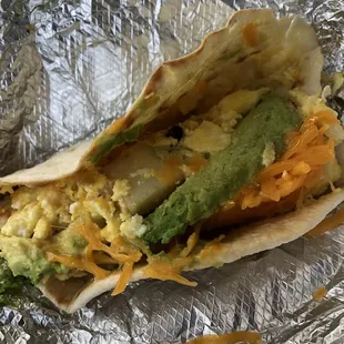 Potato Egg Cheese &amp; Avocado Taco