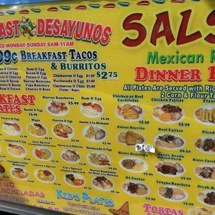 One half of the menu