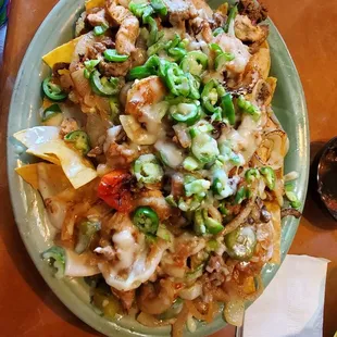 Salsa Fajita with beef , chicken and shrimp.