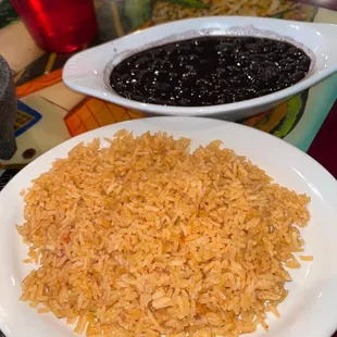 Side of rice and black beans