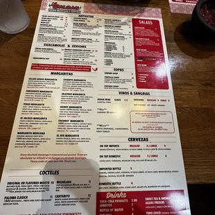 Back of menu