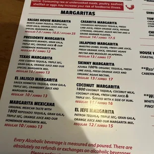 Margarita options