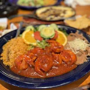 Shrimp ala Diabla -look at this delicious, mouth watering plate! Makes you want to dig-right in!! SO good!