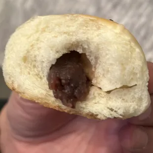 Inside of red bean roll