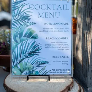 cocktails - their menu design