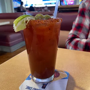 Spicy Bloody Mary, tasted good  &amp; Giant Screen TV!