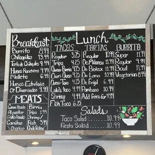 Menu as of September 2022.