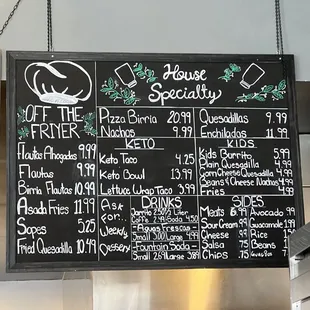 Menu as of September 2022.