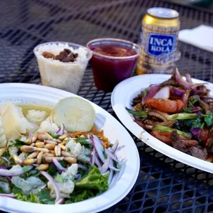 Ceviche de pescado y Lomo Saltado