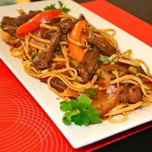 Tallarín saltado from Peru. Delicious