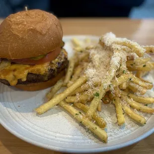Salt &amp; Spoon Burger with Truffle Fries