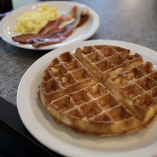 Traditional Waffle, Bacon and Eggs