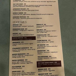 Top 1/2 cocktail menu!