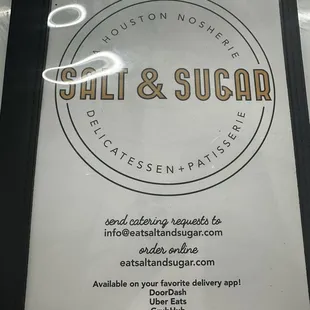 Salt &amp; Sugar Menu