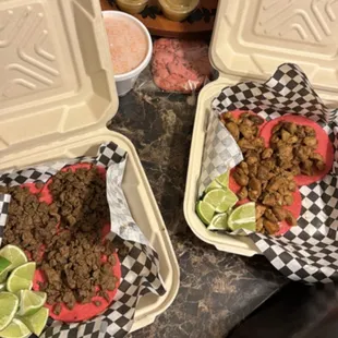 Carna asada &amp; chicken tacos