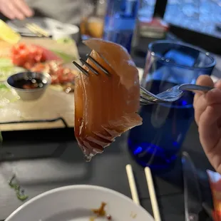 Salmon from the sashimi board + Poké appetizer.