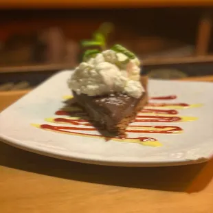 Dark chocolate caramel salt tart.