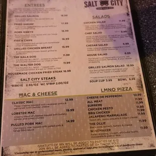 menu