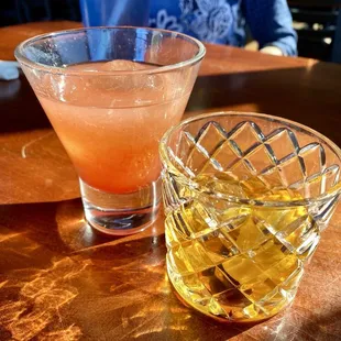 Drinks, strawberry margarita and old fashioned