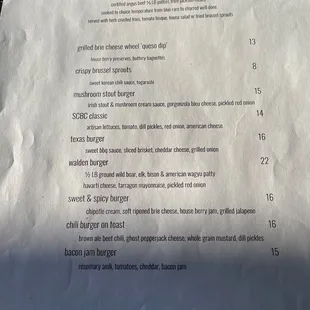 1st time here . Menu