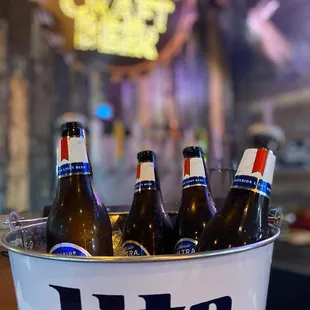 a bucket of lite beer