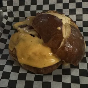 Pretzel burger