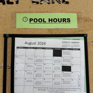 Updated August 2024 pool hours