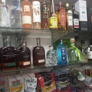 shelves of liquor