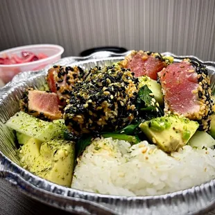 Close-Up Spicy Poke Bowl!