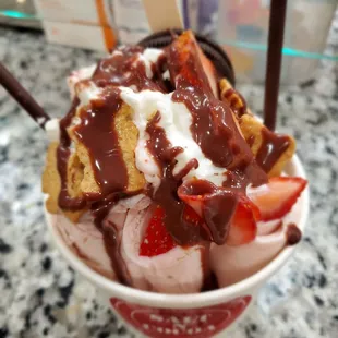 Strawberry rolled ice cream!