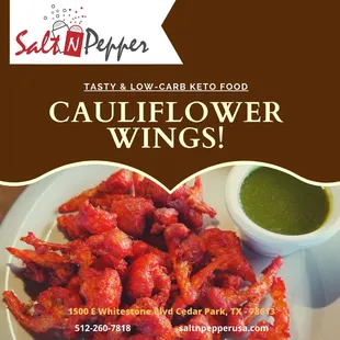Yummy and Healthy Cauliflower wings -Very low in Carbs without any taste compromise #cauliflower #wings #saltnpepper #cedarpark #keto #tasty