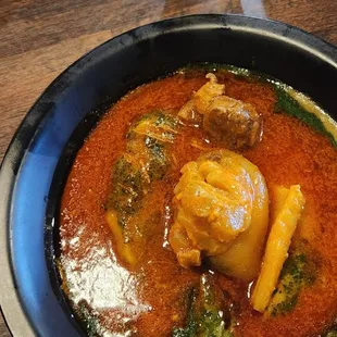 Amala, gbegiri with ewedu and stew