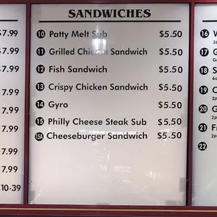 Recent menu prices taken 3-12-2022