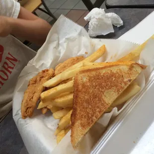 My brother's chicken strip basket, he's really enjoying it.