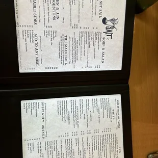 A menu that is backlit