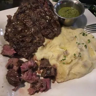 MR Ribeye with Chimichurri.  The sauce was the best I've ever had.