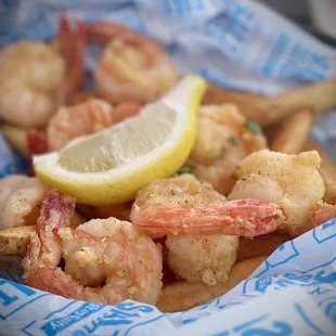 Fried shrimp &amp; fries are scrumptious!