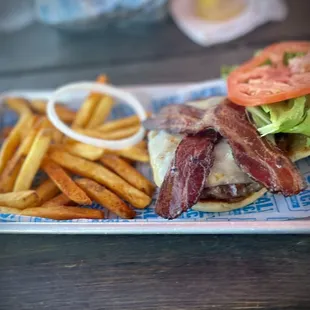 Bacon cheeseburger &amp; fries is delectable!