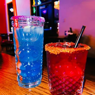 The blue drink was on fire, literally, when the server brought it out. Super cool! And very tasty