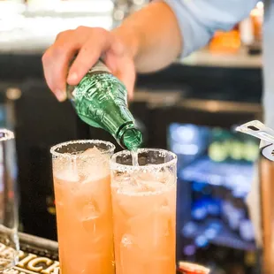 The Salt Traders Hibiscus Paloma featuring locally sourced ingredients, including Austin&apos;s own Z Pepe Tequila!