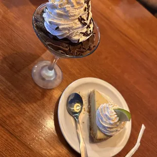 Chocolate mousse and key lime pie