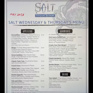 Wed-Thu menu, May 2024