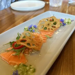 Salmon belly crudo - if you have a defined palate for raw fish, this was very passable. Nothing special