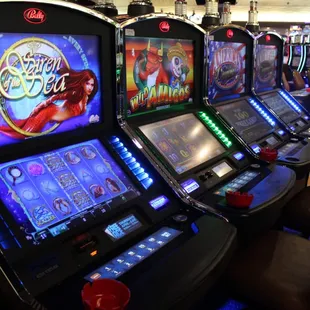 a row of slot machines