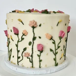 Floral Sip &amp; See Sugar Vanilla Chiffon Cake with Rose Frosting