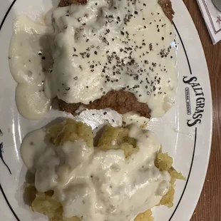 Country fried steak and mashed potatoes