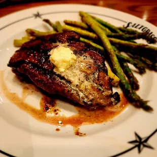 steak with butter and asparagus