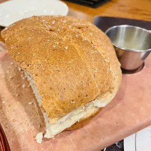 Warm, wonderful bread with soft spreadable butter! Outstanding!!!